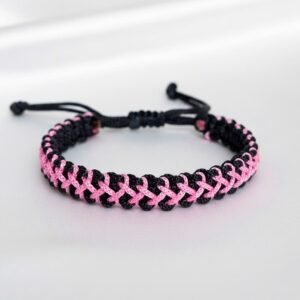 Pink Color Braided Macrame Bracelet | Adjustable Unisex Cord Wristband | Perfect for Men, Boys & Girls