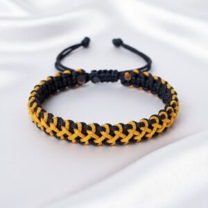 Handmade Yellow Macrame Bracelet for Men | Adjustable Braided Cord Wristband | Stylish Handmade Fashion Accessory